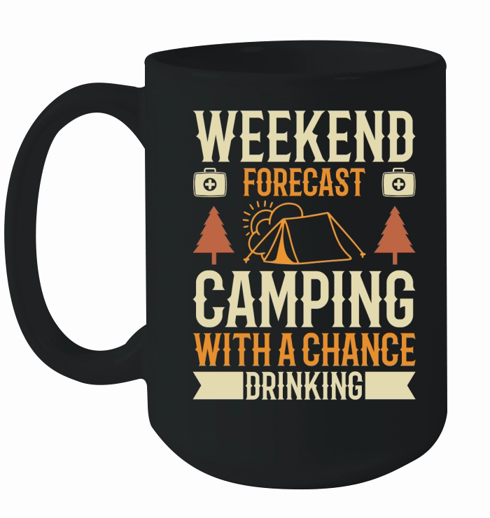 Weekend Foregast Camping Ceramic Mug