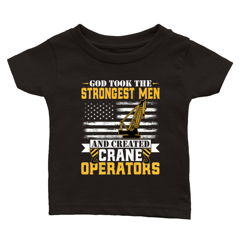 American Flag Crane Operator Patriotic Forklift Classic Baby Crewneck T-shirt