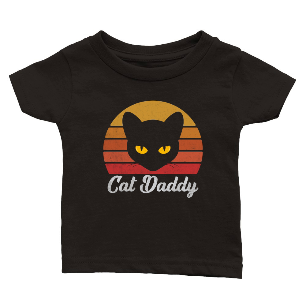 Cat Daddy Vintage Eighties Style Cat Retro Distressed Classic Baby Crewneck T-shirt