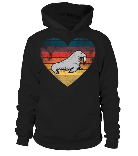 Funny Walrus Heart Retro Vintage Cool For Walrus Hoodie Unisex