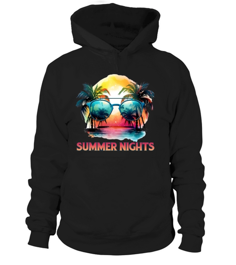 Summer Nights Retro 80s Summer Sunset Hoodie Unisex