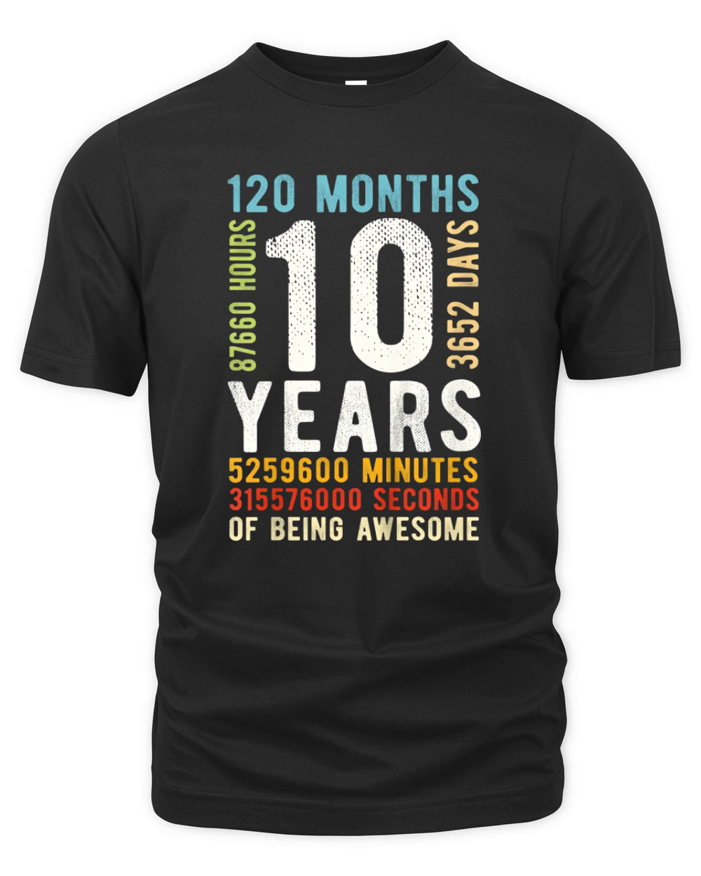 Kids 10th Birthday 10 Years Old Vintage Retro 120 Months Organic Unisex T-shirt