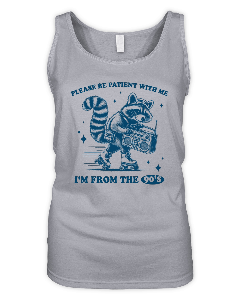Raccoon Roller Skate Vintage Radio L Blue Organic Women's Tank Top