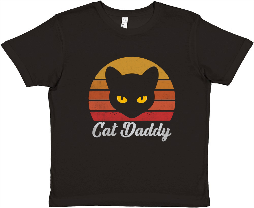 Cat Daddy Vintage Eighties Style Cat Retro Distressed Premium Kids Crewneck T-shirt
