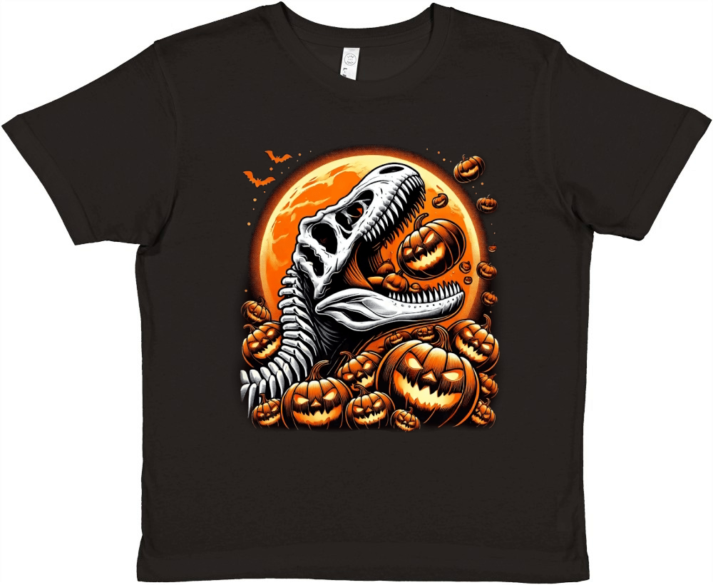 Halloween Dinosaur Skeleton Premium Kids Crewneck T-shirt