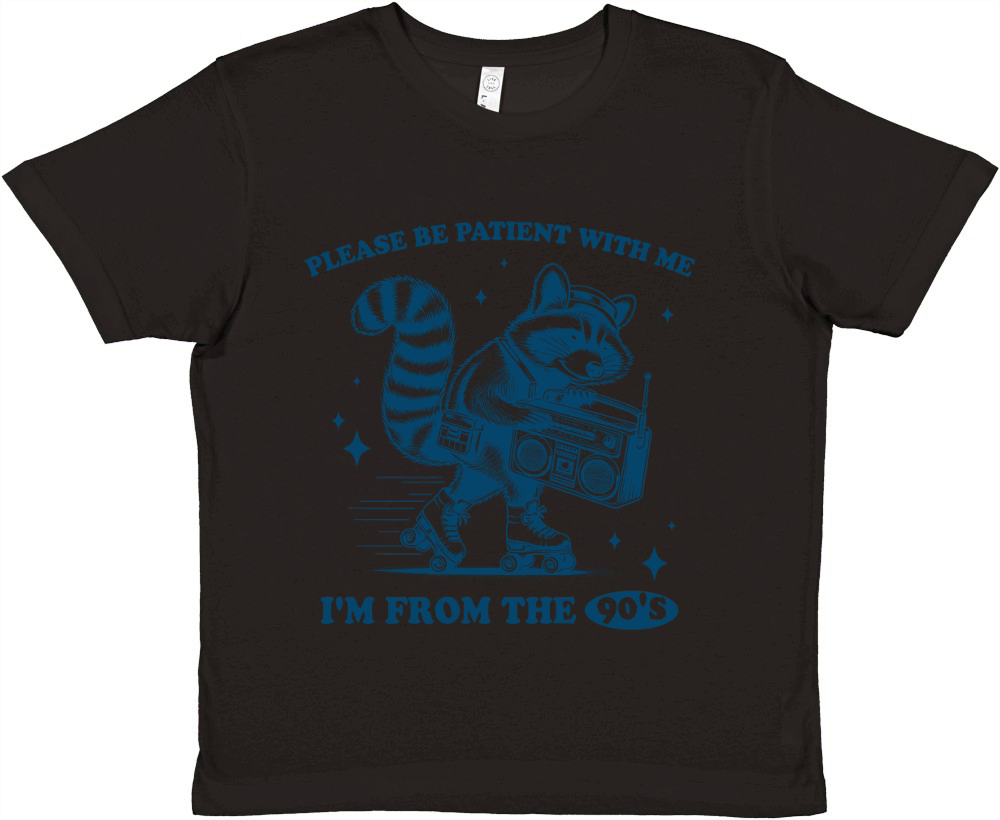 Raccoon Roller Skate Vintage Radio L Blue Premium Kids Crewneck T-shirt