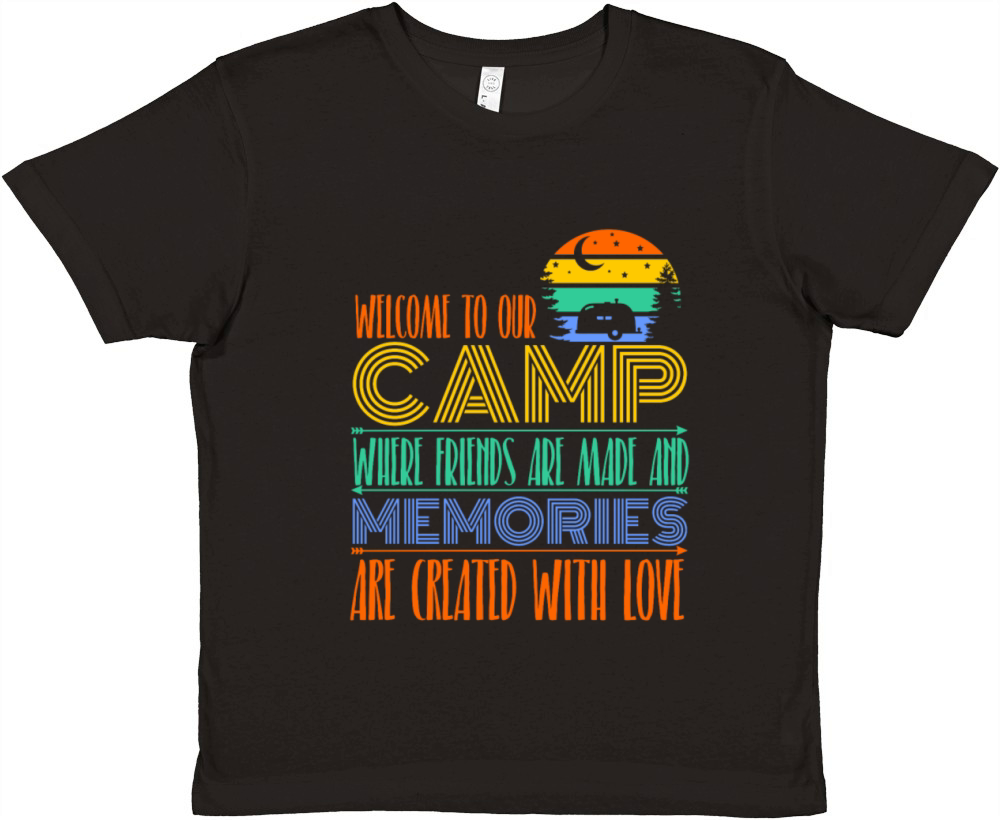 Welcome To Our Camp Colorful Camping Premium Kids Crewneck T-shirt