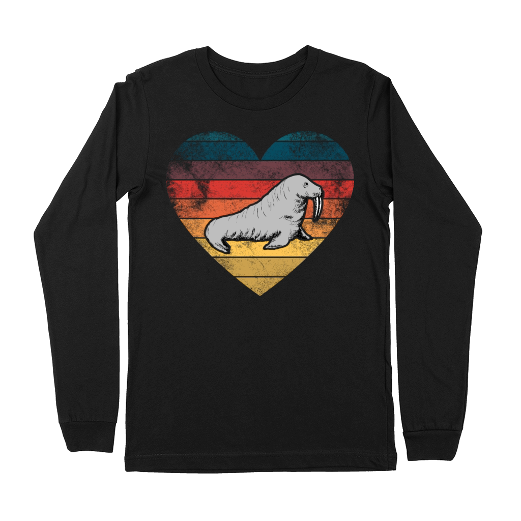 Funny Walrus Heart Retro Vintage Cool For Walrus Premium Long Sleeve