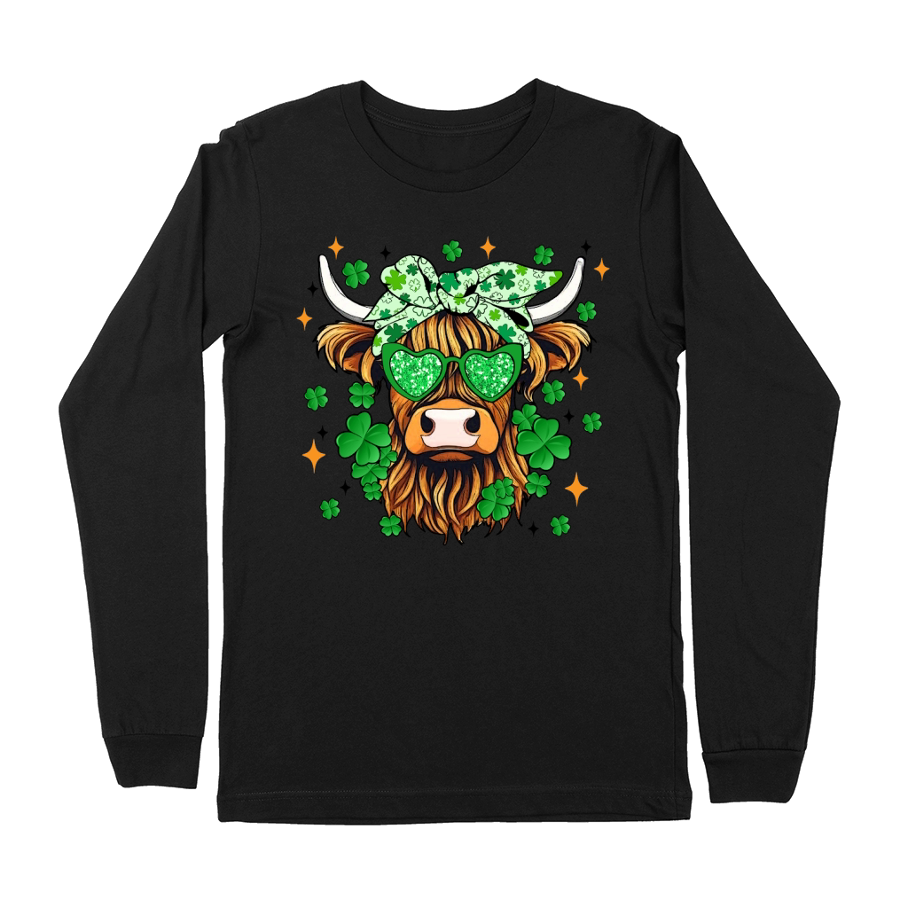 St Patricks Day Highland Cow Premium Long Sleeve