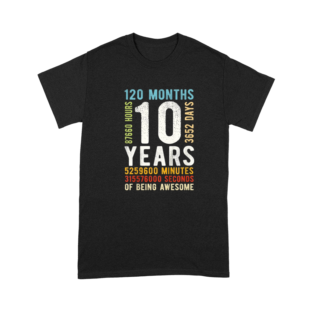 Kids 10th Birthday 10 Years Old Vintage Retro 120 Months Premium T-shirt