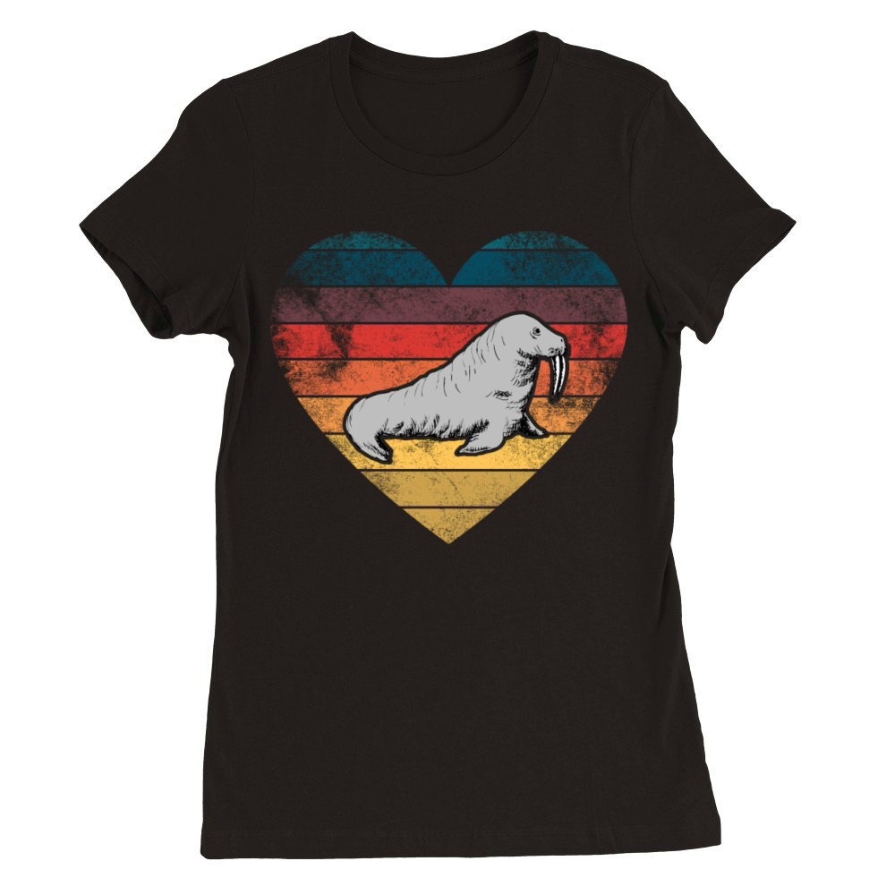 Funny Walrus Heart Retro Vintage Cool For Walrus Premium Womens Crewneck T-shirt