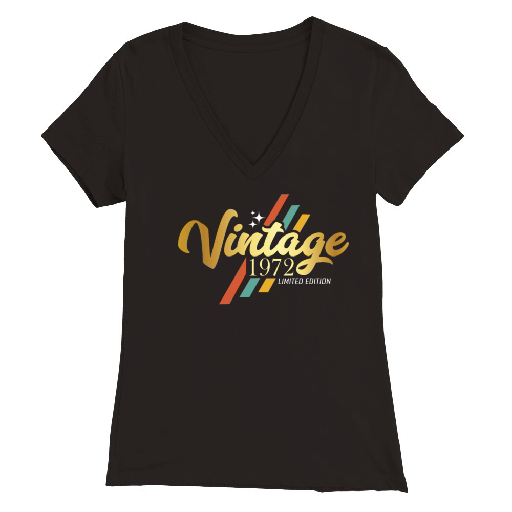 50th Birthday Vintage 1972 Premium Womens V-Neck T-shirt