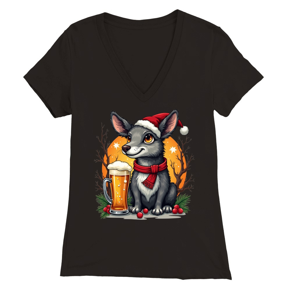 Animal Beer Christmas Sublimation Bundle 06 Premium Womens V-Neck T-shirt