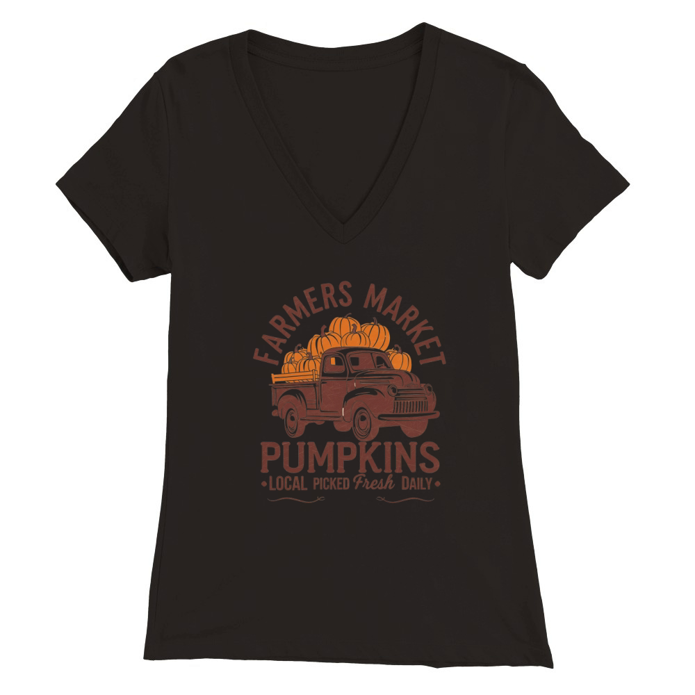 Farmers Market Pumpkin Patch Fresh Daily Premium Womens V-Neck T-shirt