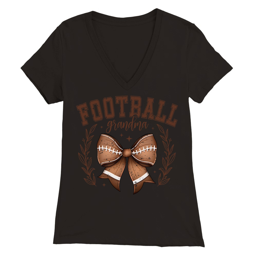 FootballGrandma Bow Retro Premium Womens V-Neck T-shirt