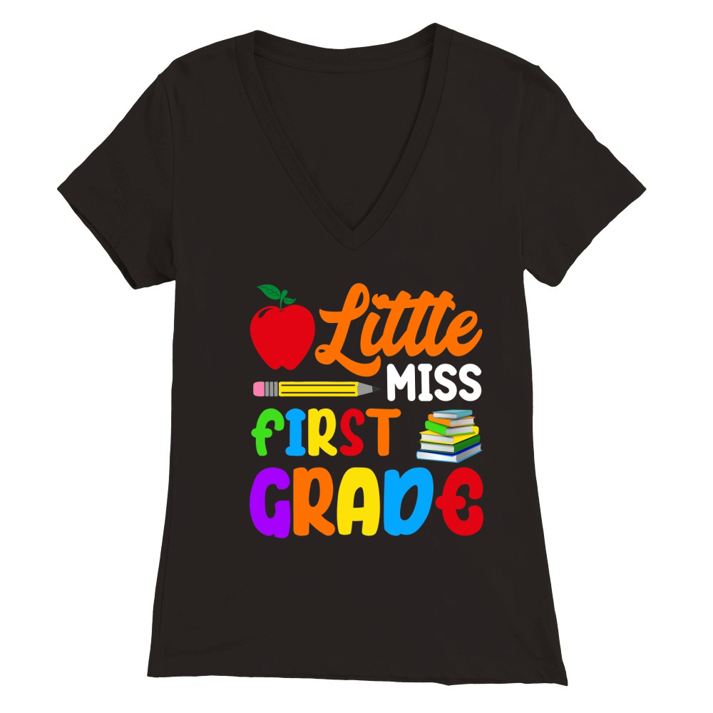 Little Miss First Grade Premium Womens V-Neck T-shirt