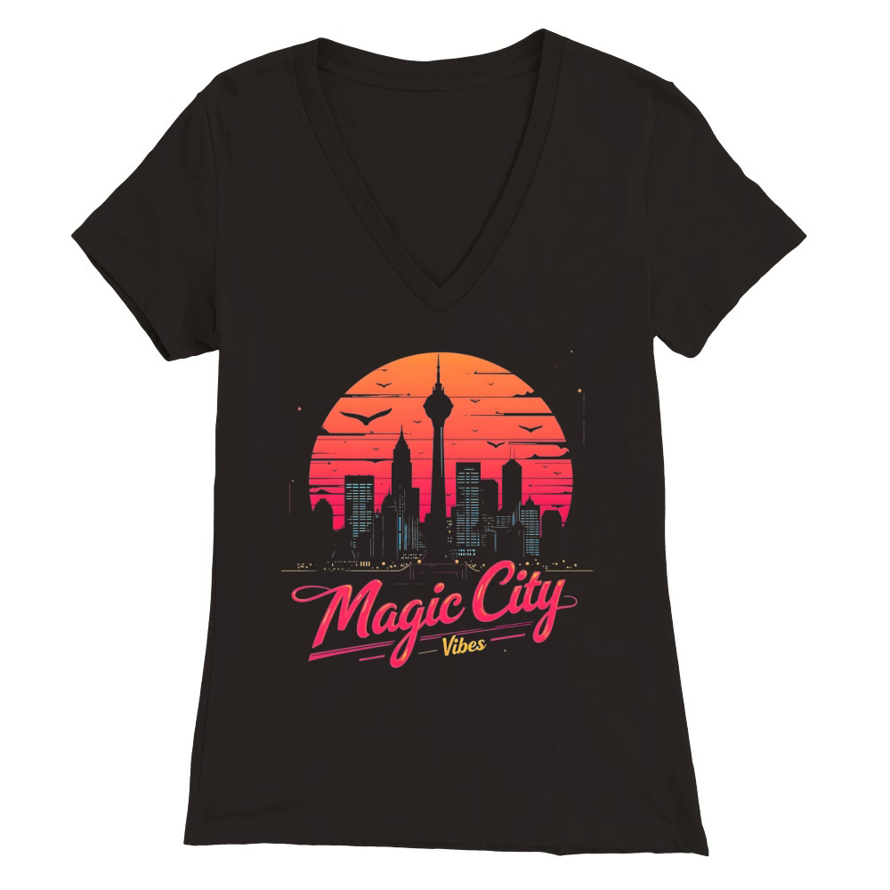 Magic City Vibes Skyline Premium Womens V-Neck T-shirt