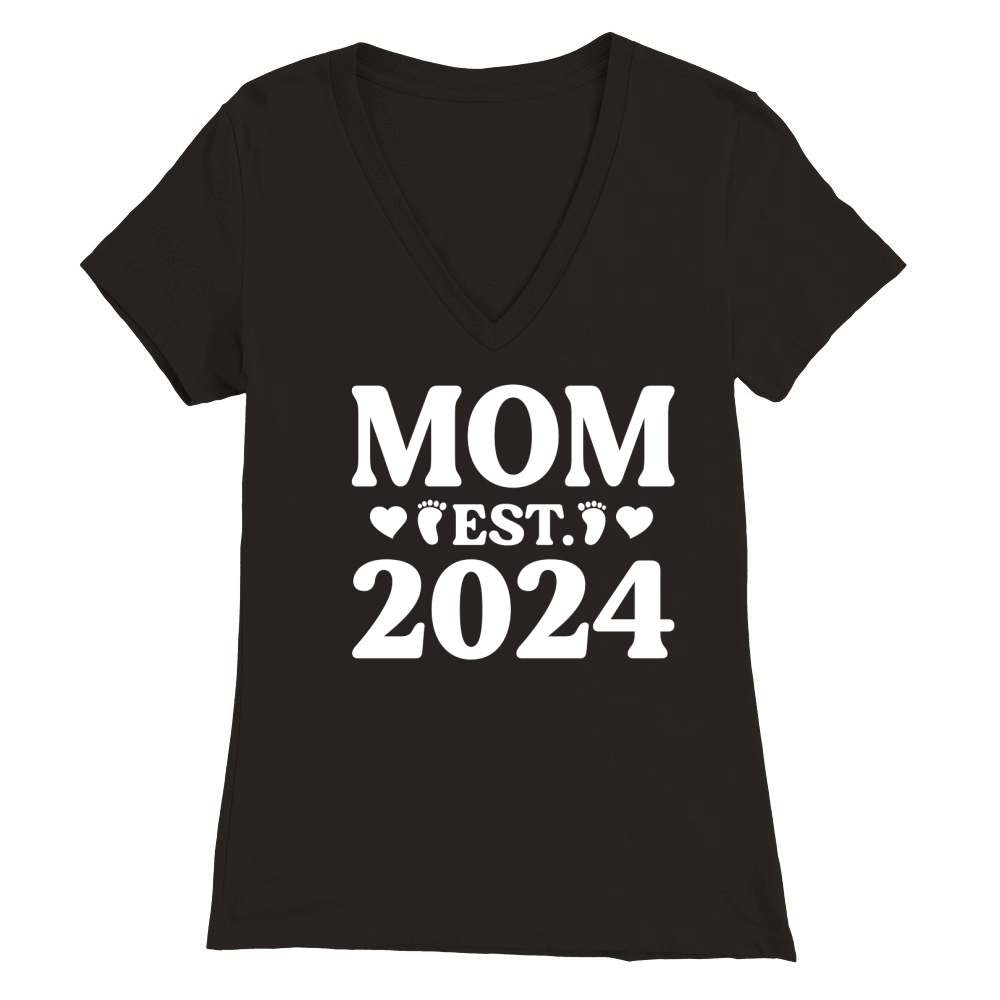 Mom Est 2024 Premium Womens V-Neck T-shirt