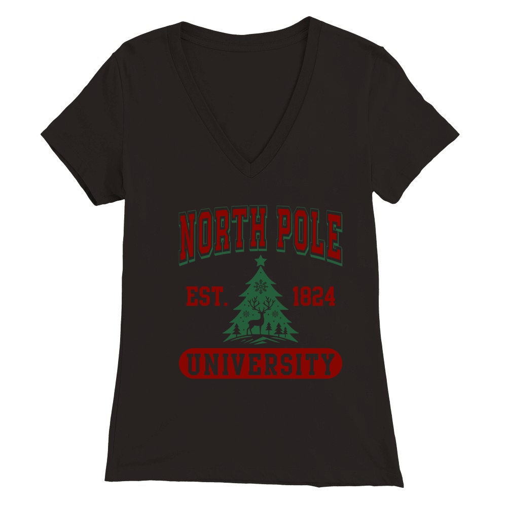 North Pole University Premium Womens V-Neck T-shirt