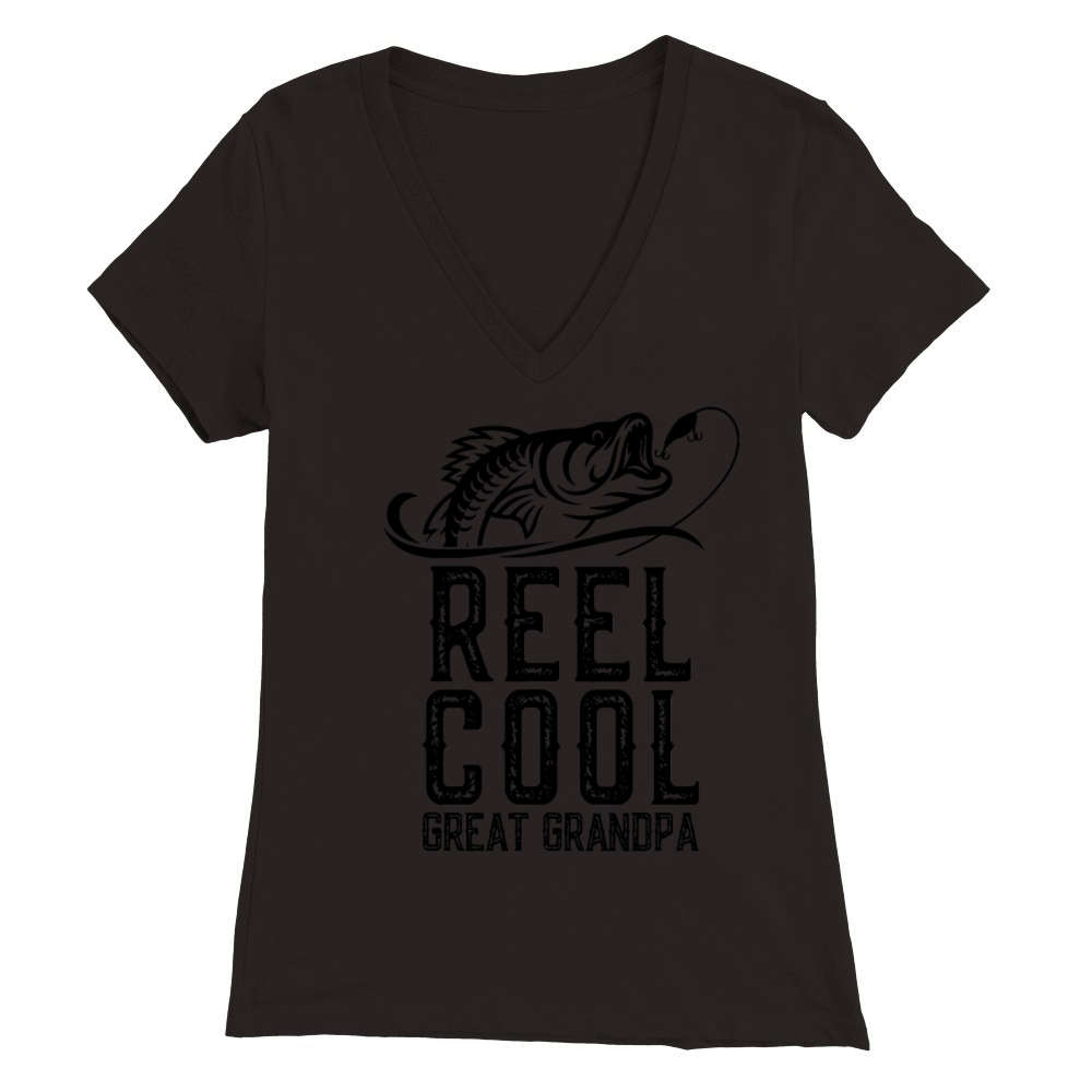 Reel Cool Great Grandpa Fishing Retro Fisherman Premium Womens V-Neck T-shirt