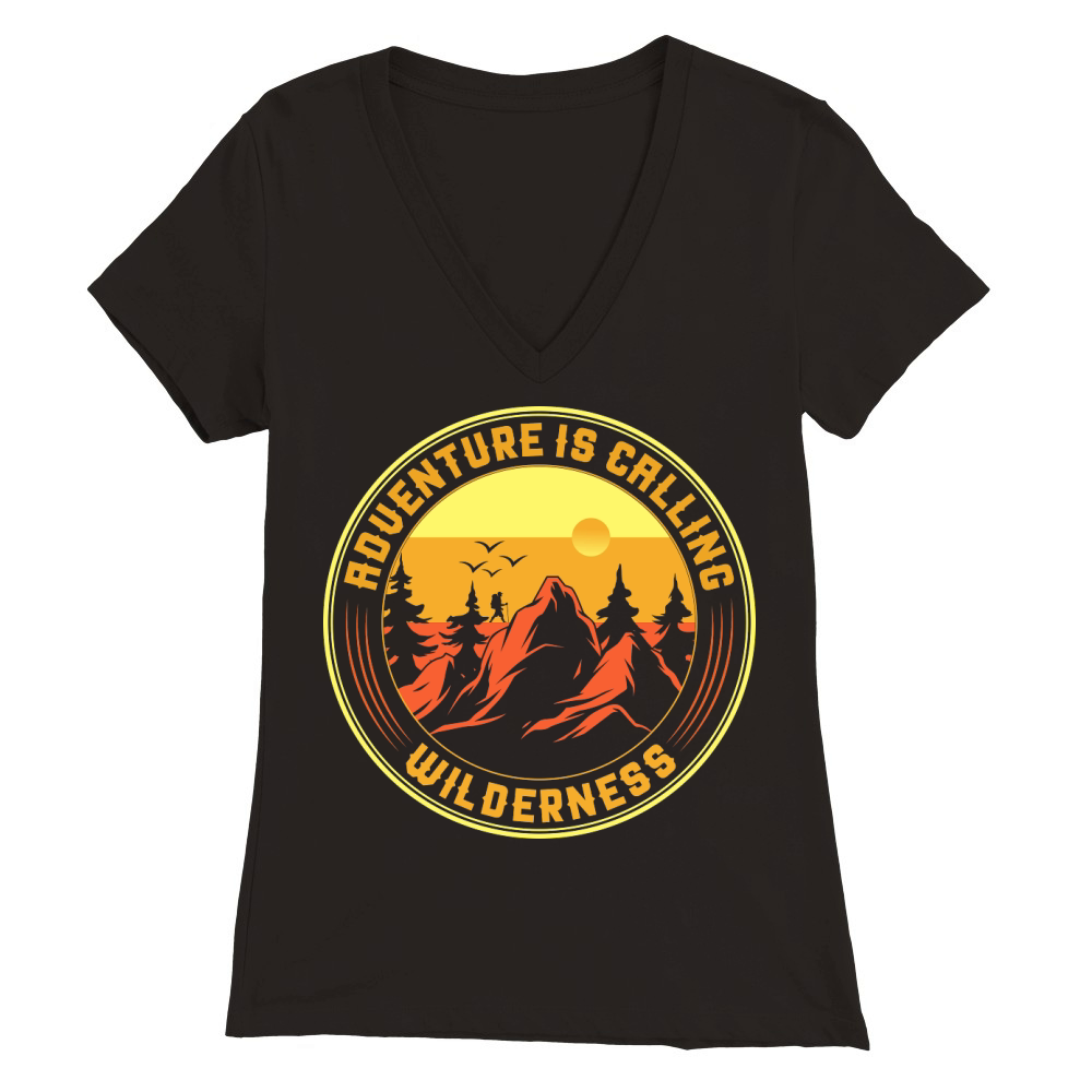 rouenture is calling wilderness Outdoor Mountain Hiking Premium Womens V-Neck T-shirt