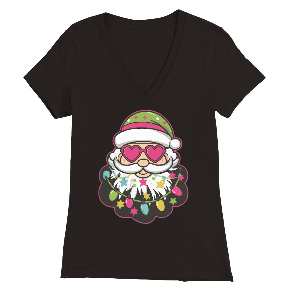 Vibrant Santa Colorful 2 Premium Womens V-Neck T-shirt