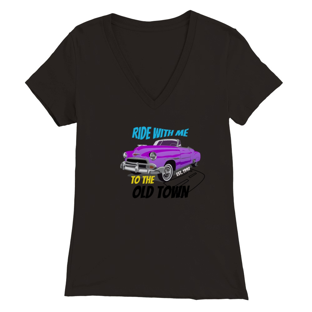 Vintage - Old town road Premium Womens V-Neck T-shirt