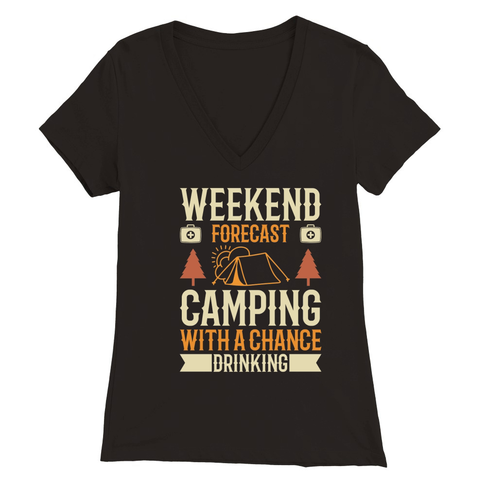 Weekend Foregast Camping Premium Womens V-Neck T-shirt