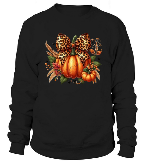 Leopard Pumpkin Coquette Bow (5) Sweatshirt Unisex