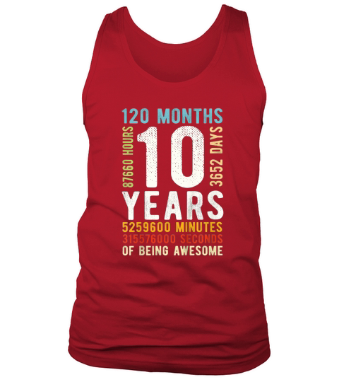Kids 10th Birthday 10 Years Old Vintage Retro 120 Months Tank Top Unisex