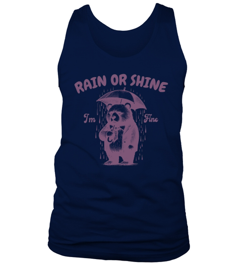 Rain or Shine Bear with Umbrella L Purple Tank Top Unisex