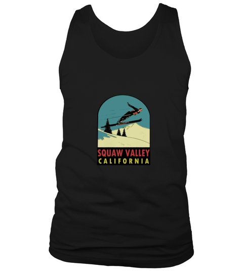 Squaw Valley Skiing California Vintage Travel Decal Womens Fitted Scoop CHRISTMAS UGLY Tank Top Unisex