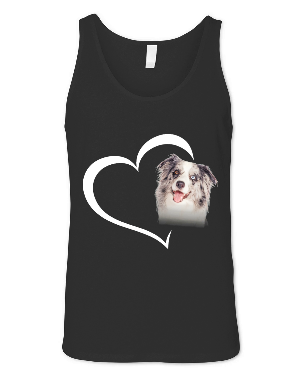 Cute Blue Merle Collie Heart Valentines Day Dog Lover Unisex Jersey Tank