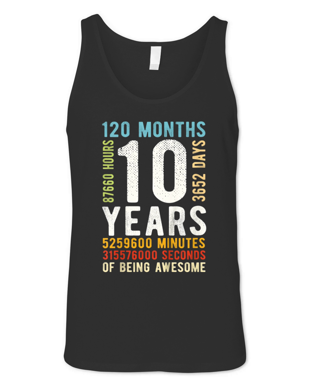 Kids 10th Birthday 10 Years Old Vintage Retro 120 Months Unisex Jersey Tank