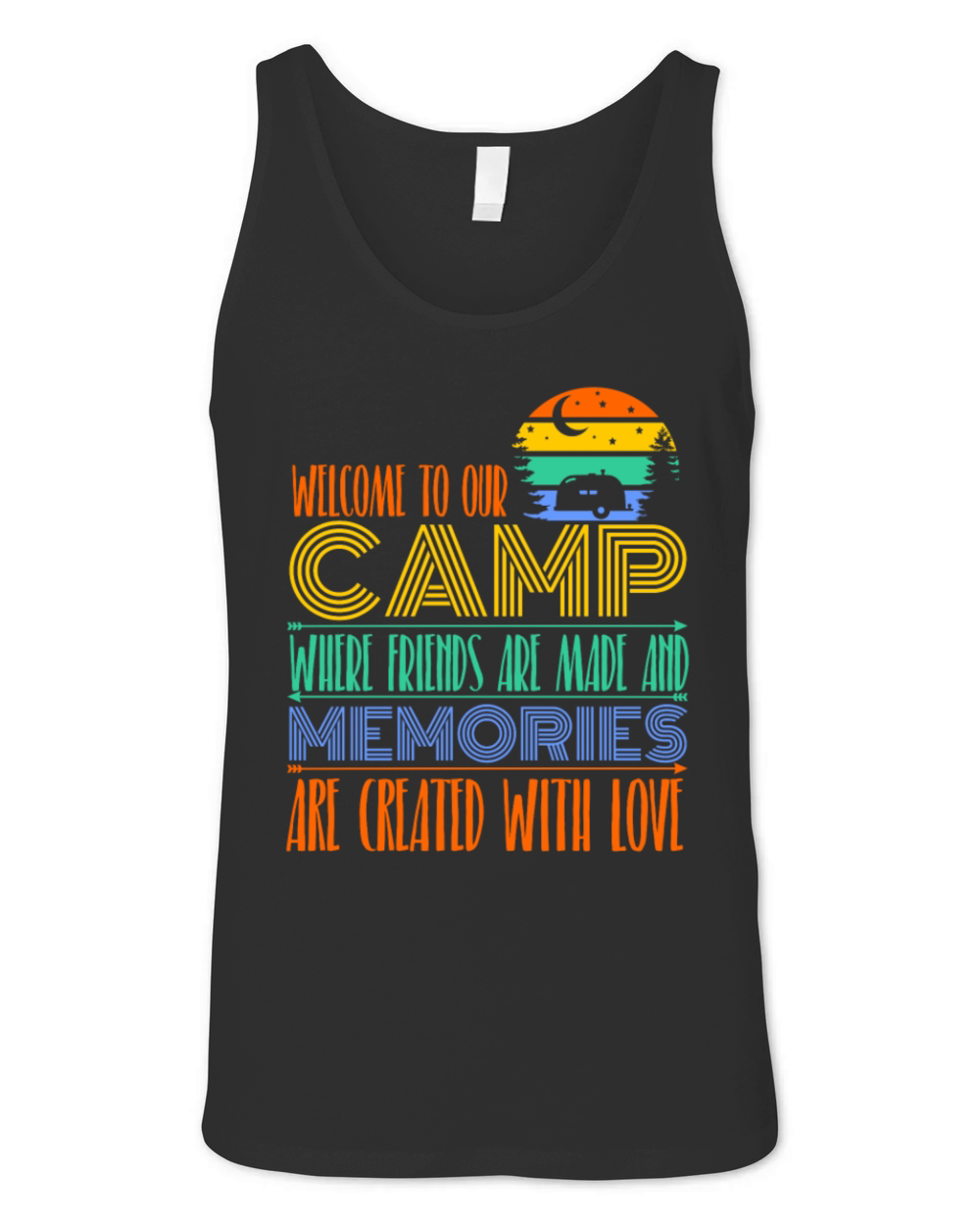 Welcome To Our Camp Colorful Camping Unisex Jersey Tank