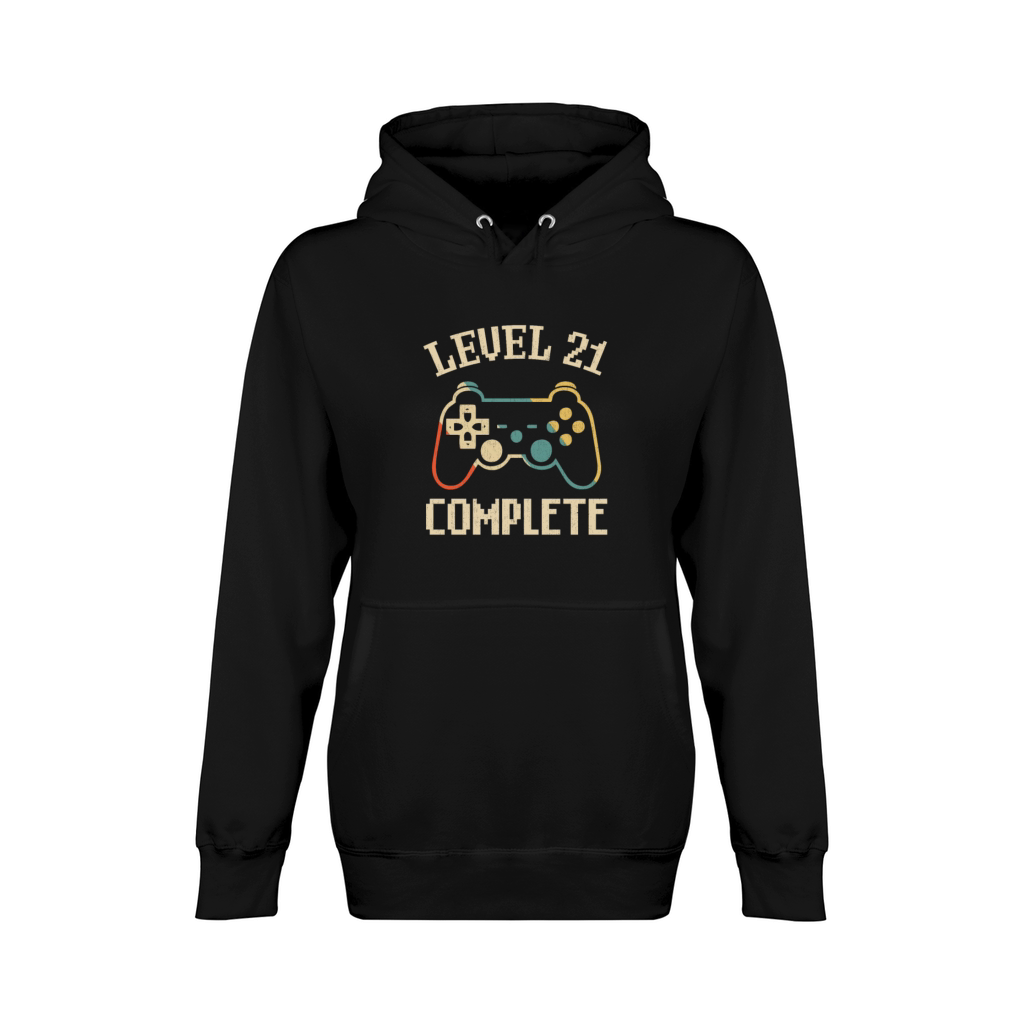 Level 21 Complete 21th Birthday Video Gamer Gift Unisex Premium Pullover Hoodie
