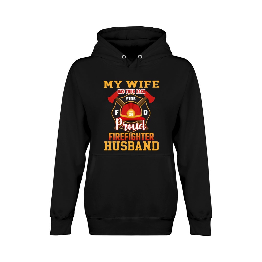 My Wife Has Your Back Proud Firefighter Husband Unisex Premium Pullover Hoodie
