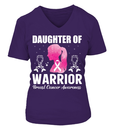 Daughter Of Warrior Breast Cancer Awareness V-neck T-Shirt Woman