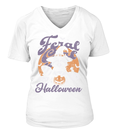 Feral girl Halloween Raccoon D Color V-neck T-Shirt Woman