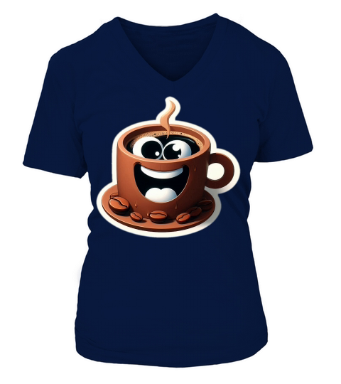 funny coffee cup sticker 5 V-neck T-Shirt Woman