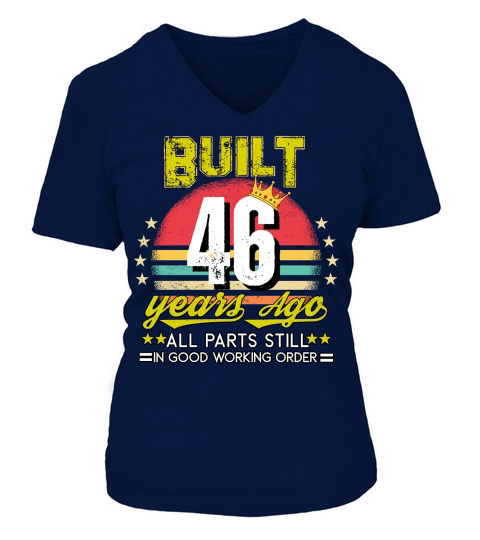 Vintage Birthday 46 V-neck T-Shirt Woman