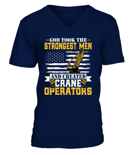 American Flag Crane Operator Patriotic Forklift V-Neck T-shirt