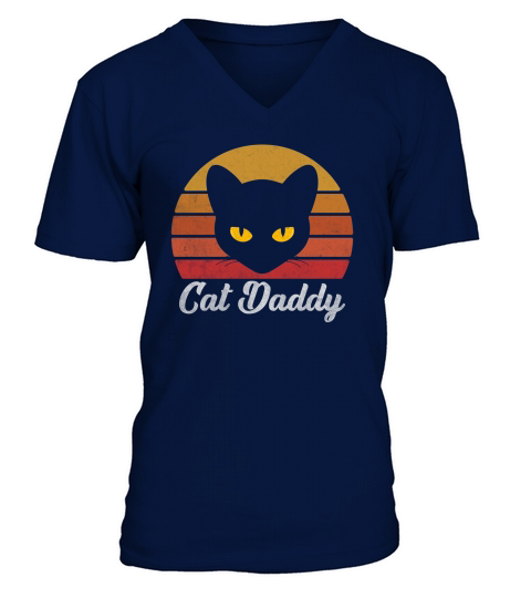 Cat Daddy Vintage Eighties Style Cat Retro Distressed V-Neck T-shirt