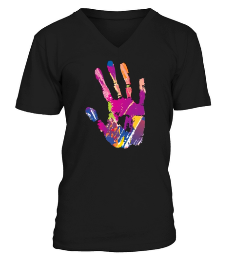 Hand Painting V-Neck T-shirt