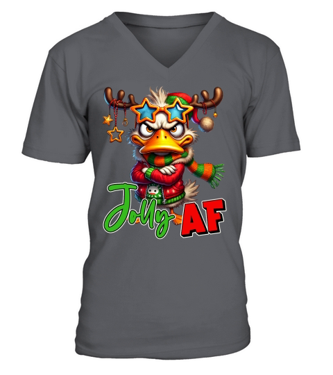 Sarcastic Grumpy Duck Christmas 14 V-Neck T-shirt