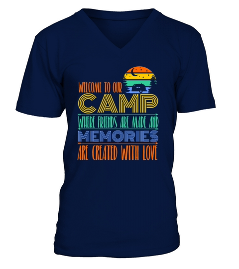 Welcome To Our Camp Colorful Camping V-Neck T-shirt