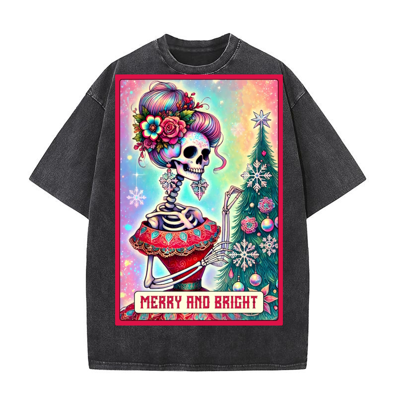 16.Christmas Skeleton Taro Cards Bundle Washed T-Shirt