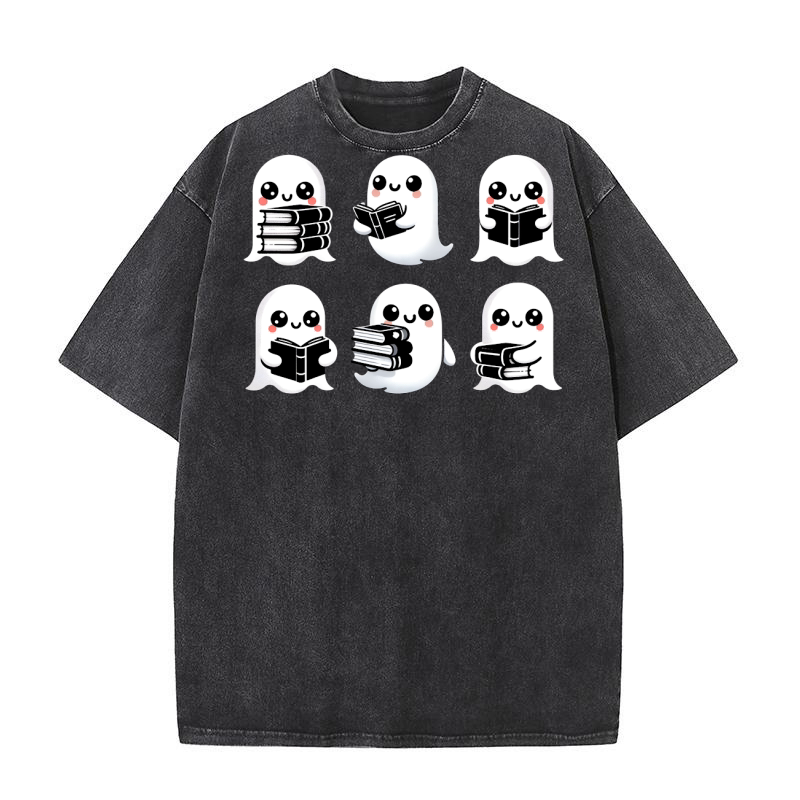 Cute Boo Ghost Halloween Washed T-Shirt