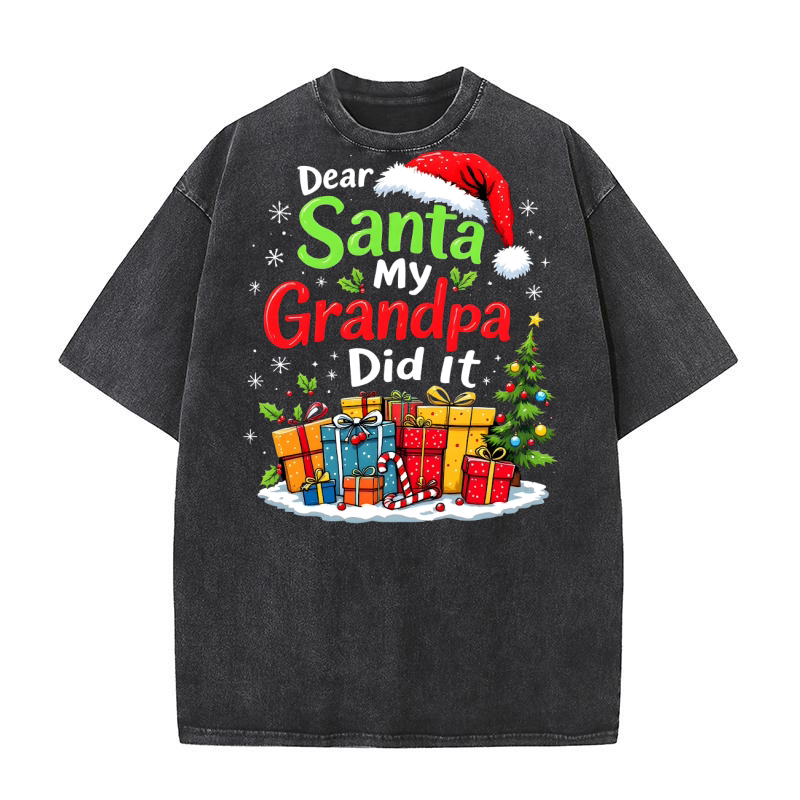 Dear santa my grandpa did it 2 Washed T-Shirt