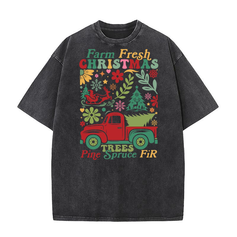 Farm Fresh Christmas Trees Washed T-Shirt